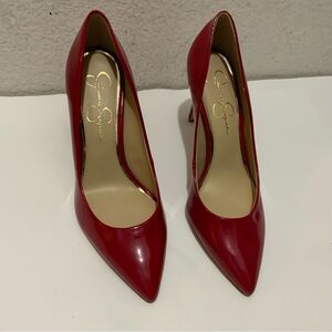 JESSICA SIMPSON Heels  Sz.8 M/ 38.5 Red Pump Hot Patent Leather Stiletto Pointed